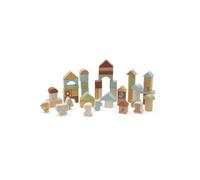 Jollein Blocs de Construction en Bois - 50 pièces - avec Figurines Jollies - Favorise la créativité et la motricité - Jouet en Bois - Certifié FSC