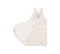 Jollein Couverture d'emmaillotage bébé Bunny Cloudy Rib Oatmeal – Capuche, Velcro, Doublure Teddy