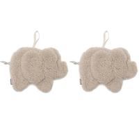 Jollein Doudou Bébé - Éléphant - Elephant Tales - Sand - Peluche & Attache-Sucette - Ultra Doux - Doudou Bébé - Cadeau de Naissance - 19x14 cm (Lot de 2)