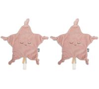 Jollein Doudou Little Star pour bébé, Rose Sauvage, 100% Polyester, 25 x 25 cm (Lot de 2)