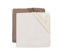 Jollein Drap-Housse Jersey - pour Berceau - Milky Coffee/Ivory - Lot de 2-40/50x80/90cm - Drap-Housse en Coton - Certifiée Oeko-TEX