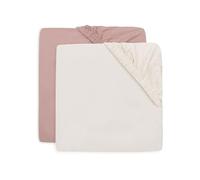 Lot de 2 draps housses en jersey Wild Rose-Ivory (60 x 120 cm)