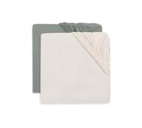 Jollein Drap-Housse Jersey - pour Lit Junior - Sea Green/Ivory - Lot de 2-70/75x140/150cm - Drap-Housse en Coton - Certifiée Oeko-TEX