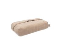 Jollein Étui à lingettes humides Biscuit - Rangement pour lingettes humides - Gaze avec impression intérieure - Avec fermeture éclair - Boîte à lingettes humides - Compact et élégant - Beige