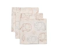 Jollein Lingettes Mousseline Bébé - Elephant Tales - Lot de 3-31x31 cm - Mousseline - 100% Coton - Langes Bébé - Certifiée OEKO-TEX