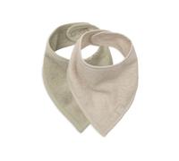 Jollein Lot de 2 bavoirs bandana pour bébé - 100% coton - Avec boutons-pression - Lavable - Foulard triangulaire - Matcha/sable doux