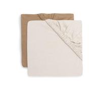 Jollein Lot de 2 draps-Housses en Jersey - 60 x 120 cm - pour lit bébé et lit d'enfant - 100% Coton - avec élastique - Noisette/Avoine