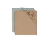Jollein Lot de 2 draps-Housses en Jersey - pour lit de bébé - Vert Marine/Biscuit - 70/75 x 140/150 cm - 100% Coton - Certifié Oeko-Tex