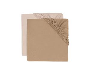 Jollein Lot de 2 draps-Housses en Jersey - pour lit d'enfant - Rose Sauvage - Biscuit - 60 x 120 cm - 100% Coton - Certifié Oeko-Tex