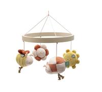 Jollein Mobile bébé - Pretty Picnic - anneau en bois avec figurines en tissu - soleil, fleur, abeille & coccinelle - mobile bébé pour lit et parc - déco apaisante - cadeau de naissance