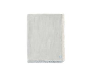 Jollein Muslin Couverture pour bébé - Rayures à franges, vert mer/ivoire - 120 x 120 cm - 100% coton - Pour lit d'enfant - Tog 0,5 - Certifié GOTS - Avec franges