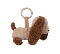 Jollein Diego Dog Remorque de poussette en tissu côtelé - Jouet sensoriel pour les déplacements - Avec anneau en plastique pour la fixation - Jouet pour bébé - Lavable à la main