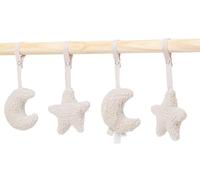 Jollein Pendentifs Baby Gym - 4 Jouets pour Bébé, 2 Lunes et 2 Étoiles, Peluche Douce, 100% Polyester, sans Baby Gym
