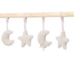 Jollein Pendentifs Baby Gym - 4 Jouets pour Bébé, 2 Lunes et 2 Étoiles, Peluche Douce, 100% Polyester, sans Baby Gym