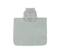 Jollein Poncho de bain pour enfant et bébé - 100% coton éponge - Avec capuche - Doux et absorbant - 75 x 75 cm - Hippo Happy Misty Green