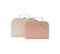 Jollein Set de valises Enfant - Pretty Picnic - Lot de 2 - valises Enfant en Carton - avec poignée et Fermeture - Design Fleurs & imprimé intérieur - pour Jouets bébé - déco Chambre Enfant
