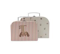 Jollein Valisettes Enfant - Animal Friends - Lot de 2 - Valises en Carton avec Poignée et Fermoir - Motifs d’Animaux Joyeux - pour Jouets Bébé - Décoration de Chambre d’Enfant