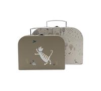 Jollein Valisettes Enfant Tiny Park - Lot de 2 - Valises en Carton avec Poignée et Fermoir - Motifs Nature et Animaux - pour Jouets Bébé - Décoration de Chambre d’Enfant