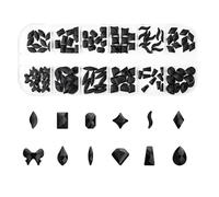 Jollin 120 pièces Strass à Dos Plat Breloques en Verre Diamants Pierres précieuses pour Nail Art 1 boîte Multi Formes Jet