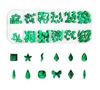 Jollin Lot de 120 strass à dos plat en verre pour nail art - Plusieurs formes - Vert foncé