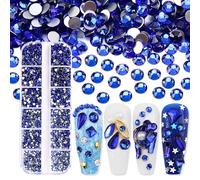 Jollin Lot de 3600 strass à dos plat en verre pour nail art 6 tailles SS4~ss12 Saphir