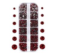 Jollin Lot de 3600 strass à dos plat en verre pour nail art 6 tailles ss4~ss12 Siam foncé