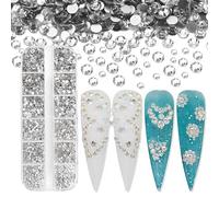 Jollin Lot de 3600 strass à dos plat pour nail art 6 tailles ss4~ss12 cristal