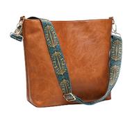 JOLLQUE Sacs Hobo pour femme - Sac à bandoulière avec sangle de guitare - Sac à main en cuir végétalien - Sac à main bohème - Sac fourre-tout, marron