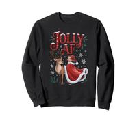 Jolly AF Christmas Retro Girl Deer Vintage Pajama Women Sweatshirt