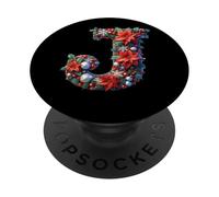 Jolly Christmas Initiale J Poinsettia Holly PopSockets PopGrip Adhésif