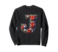 Jolly Christmas Initiale J Poinsettia Holly Sweatshirt