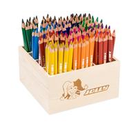 JOLLY Classpack - X-Big Delta Basic colours - Boîte en bois avec 144 crayons de couleur, 12 couleurs primaires, incassable et non toxique, mine extra épaisse, forme triangulaire ergonomique, idéale