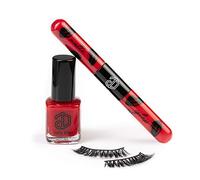 Jolly Dim Makeup Makeup Set 1 - Matte & Gloss Lip Duo Red 1. Eyelashes Classy. Nail Polish Carmine 5