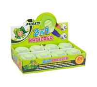 JOLLY Gomme 2 en 1 pour crayons graphite et gomme, double face, gommage sans résidu, idéal pour l'école, l'écriture, le dessin, solution combinée pratique