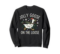 Jolly Goose on The Loose Funny Christmas Holiday Goose Sweatshirt