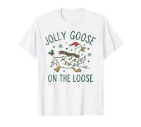 Jolly Goose on The Loose Funny Christmas Holiday Goose T-Shirt