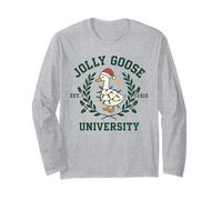 Jolly Goose University Silly Funny Christmas Holiday Goose Manche Longue