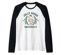 Jolly Goose University Silly Funny Christmas Holiday Goose Manche Raglan