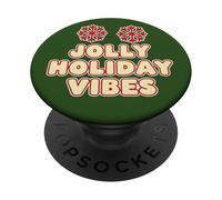 Jolly Holiday Vibes Célébration Saison de Noël Rétro PopSockets PopGrip Adhésif