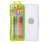Jolly Lot de 6 pinceaux triangulaires - Forme Ergonomique - Design Fluo - Optimisé pour Les Enfants - Poils synthétiques - Convient pour l'aquarelle - Idéal pour Les peintures de Couverture, Les