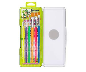 Jolly Lot de 6 pinceaux triangulaires - Forme Ergonomique - Design Fluo - Optimisé pour Les Enfants - Poils synthétiques - Convient pour l'aquarelle - Idéal pour Les peintures de Couverture, Les