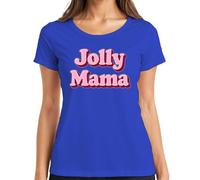 Jolly Mama Cadeau pour Maman Fête des Mères Inscription Rétro Rose T-shirt Femme, bleu, L