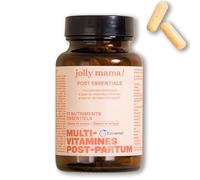 Jolly mama! Multi Vitamines Post Essentials | 17 Nutriments Clés Post-Partum | Avec Actif Breveté Extramel | Bien-Être Après Accouchement | Compatible Allaitement | Fabriqué en France | 60 Gélules