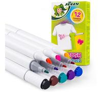 JOLLY Marqueur Textile, Recharge pour aérographe Textile ou comme Stylo Textile Normal, 12 Couleurs avec Pointe épaisse et Fine, pour Textiles de Toutes Sortes, Lavable en Machine après Fixation