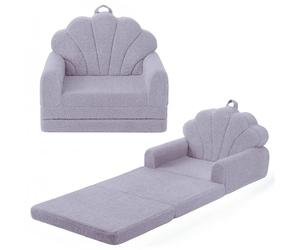 JOLLY MINO Fauteuil Enfant Convertible Canapé lit bébé 2-en-1, Chauffeuse Enfant en Mousse Douce et Confortable (Gris)