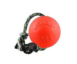 Jolly Pets Romp-n-Roll Balle Jouet pour Chien avec Corde, 11,4 cm/Petit Format, Rouge