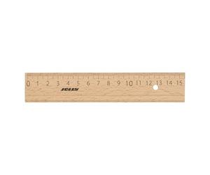 JOLLY Règle universelle en bois 15 cm incassable couleur naturelle pour l'école, le calcul, le dessin, l'écriture, compacte, robuste, idéale pour trousse à crayons, cartable