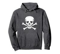 Jolly Roger Drapeau Pirate Tête de Mort et os Sweat à Capuche, Unisexe pour Adultes, Chiné Foncé, XL