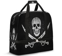 Jolly Roger Sac de voyage pliable avec compartiment à chaussures Motif crâne de pirate Pour homme et femme, multicolore