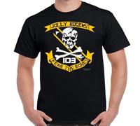 Jolly Rogers VF 103 Fear The Bones T-Shirt Graphic Tee Printed Shirt Short Sleeve for Mens BlackL